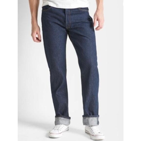 Levi’s Men’s Rigid Blue Denim 501 Original Shrink To Fit Jeans 32x32 NWT - Picture 3 of 6